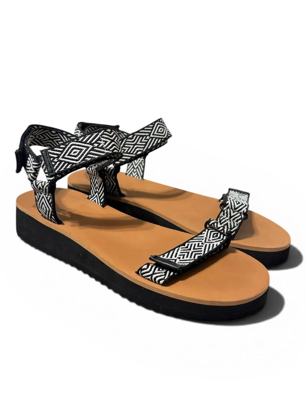 Madewell Women's The Maggie Black & White Strappy Sandal Size 7.5